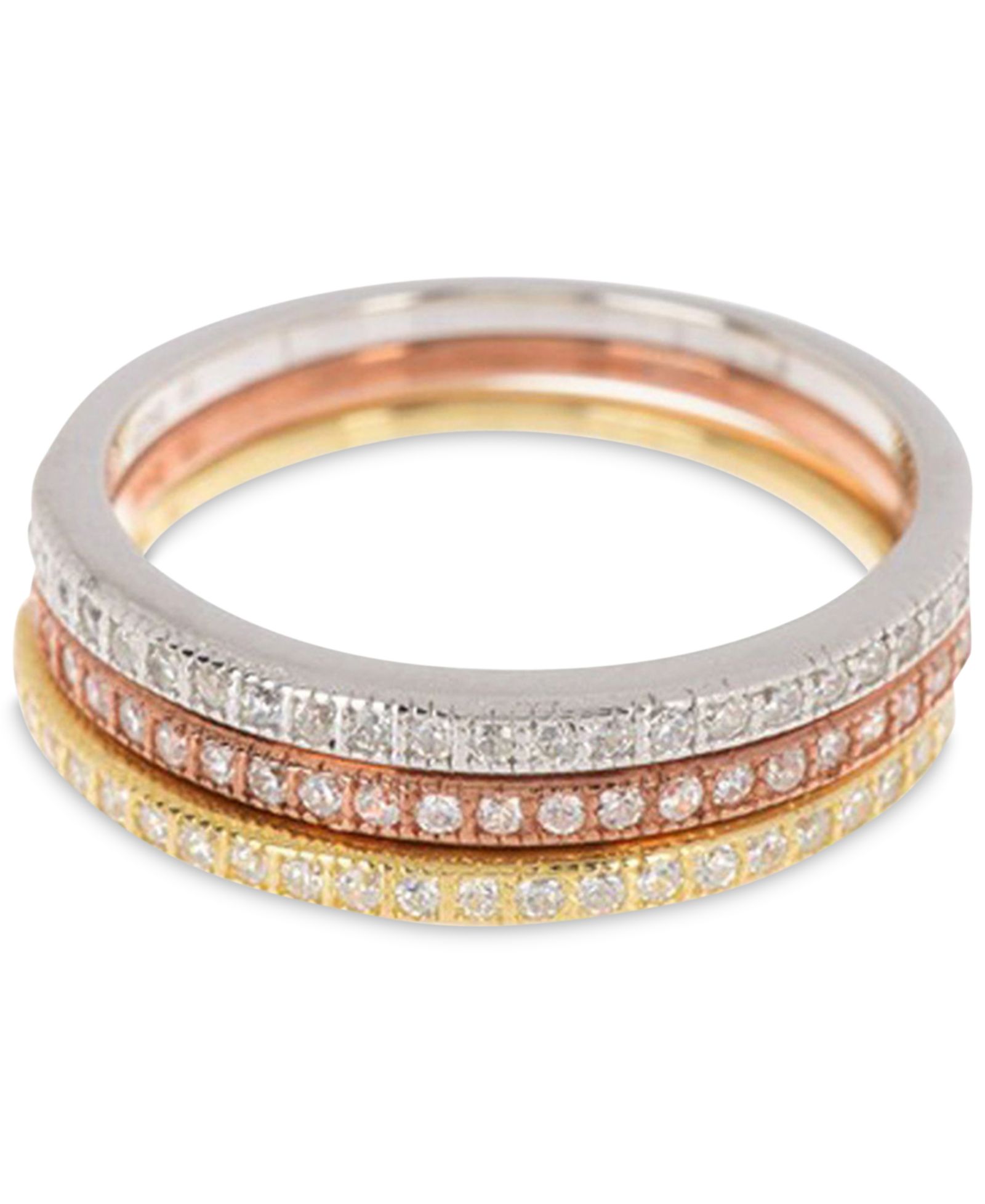 Комплект колец ADORNIA Tri-Tone, 3 предмета, Half Eternity Band
