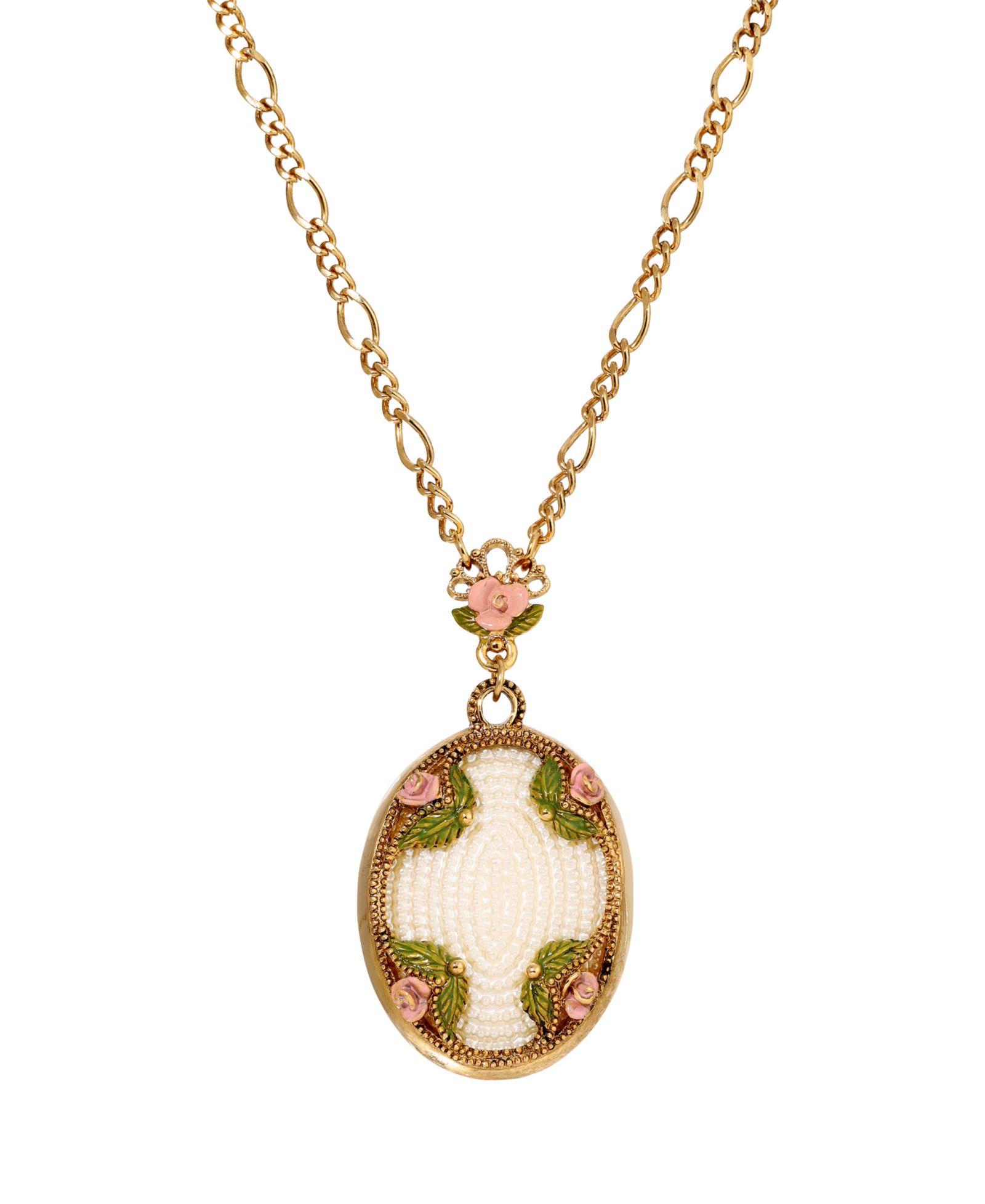 Подвеска 2028 Imitation Pearl Pink Enamel Flower Long Pendant Necklace