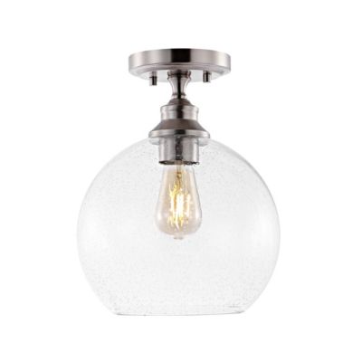 Marla Bohemian Farmhouse Iron/Seeded Glass LED Semi Flush Mount