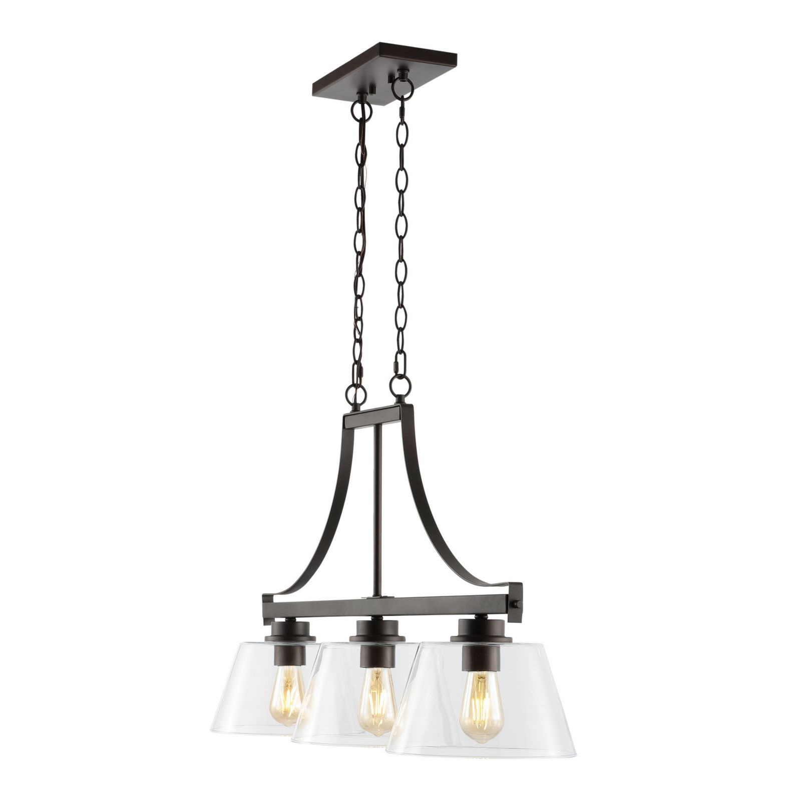Jayden Industrial Farmhouse Iron/Glass Linear LED Pendant