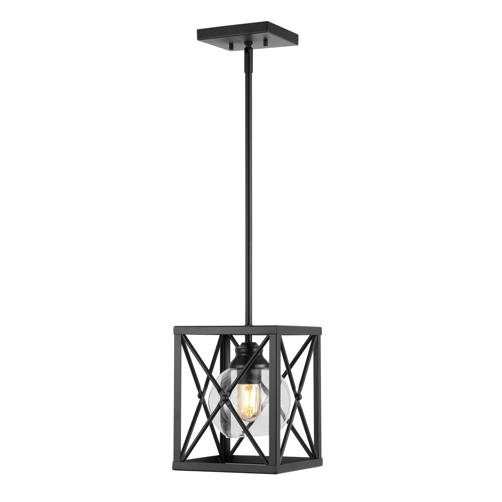 Amara Industrial Farmhouse Iron/Glass LED Pendant