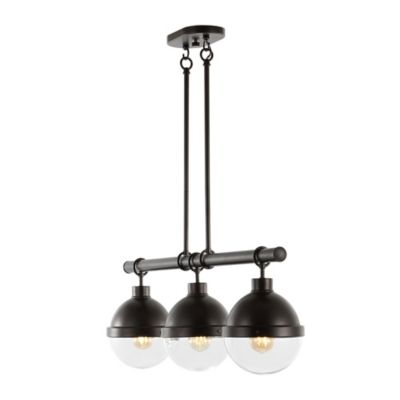 Caleb Industrial Farmhouse Iron/Glass Linear LED Pendant