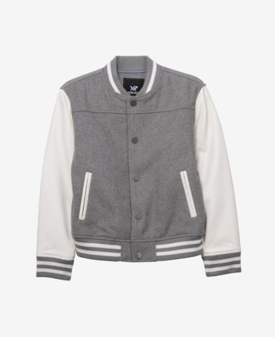 XRAY Boys Wool Varsity Bomber Jacket With Grainy PU Sleevees Jackets