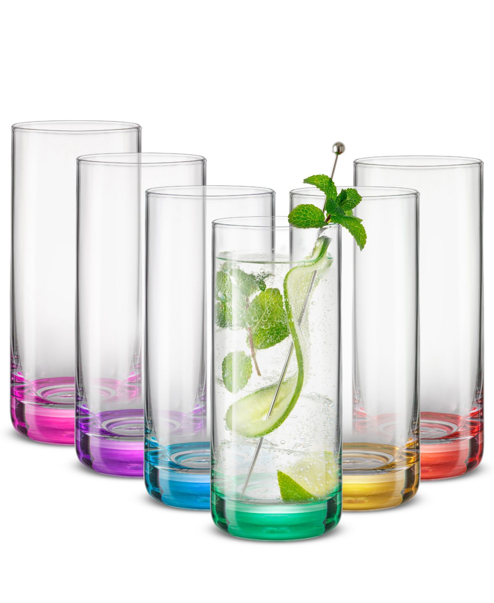 Стаканы JoyJolt Hue Colored Highball, набор из 6 шт