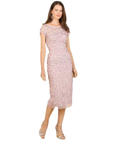 Lara Women's 3D Applique Midi Dress with Cap Sleeves