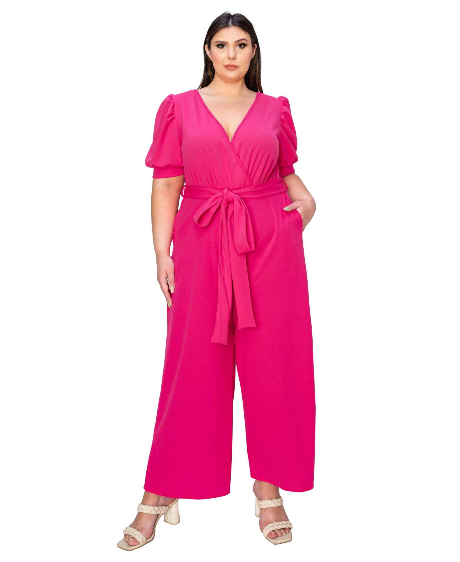 L I V D Jumpsuit Plus Size Iris Surplice с поясом и карманами