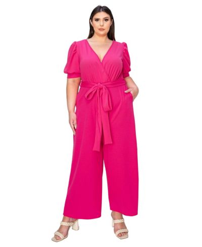 L I V D Jumpsuit Plus Size Iris Surplice с поясом и карманами