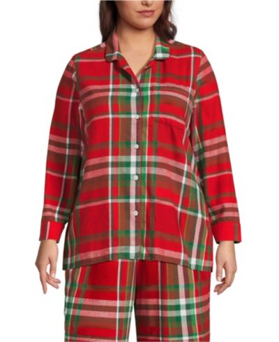 Lands' End Plus Size Long Sleeve Print Flannel Pajama Top