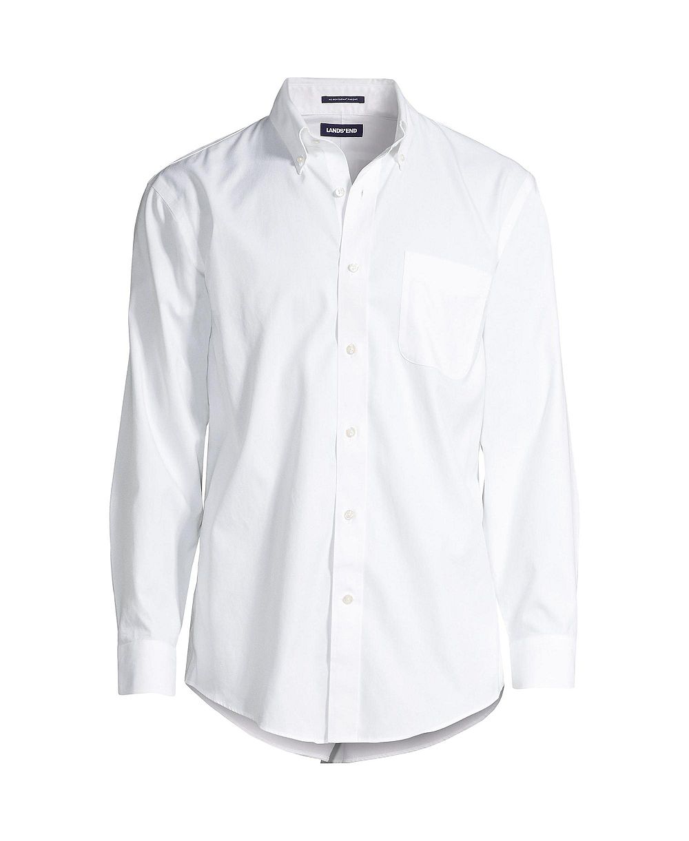 Lands' End Men's Traditional Fit Solid No Iron Supima Pinpoint Button-down Collar Dress Shirt