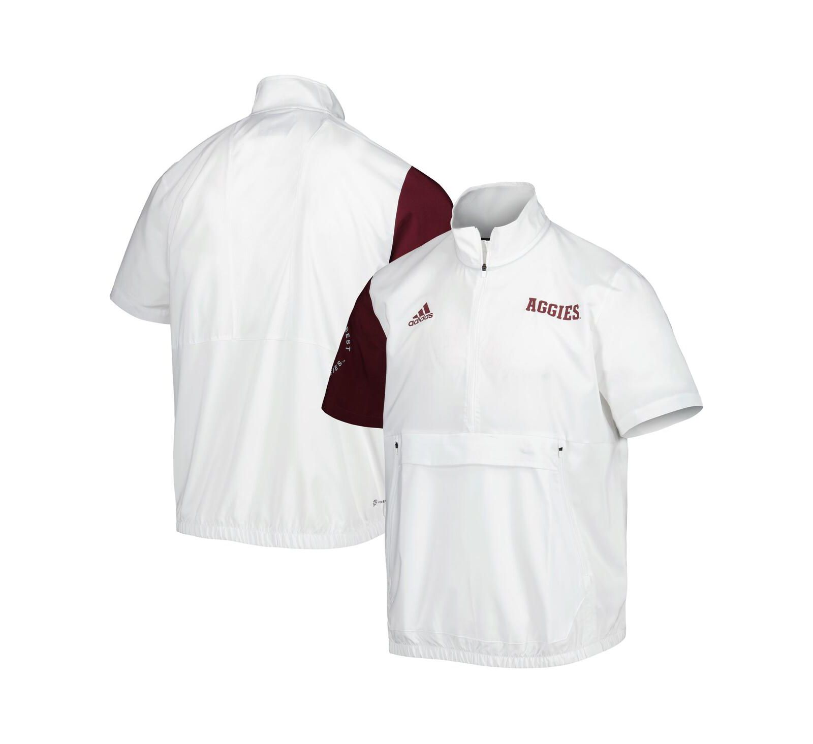 Men's adidas White Texas A&M Aggies M STM AEROREADY Quarter-Zip Jacket