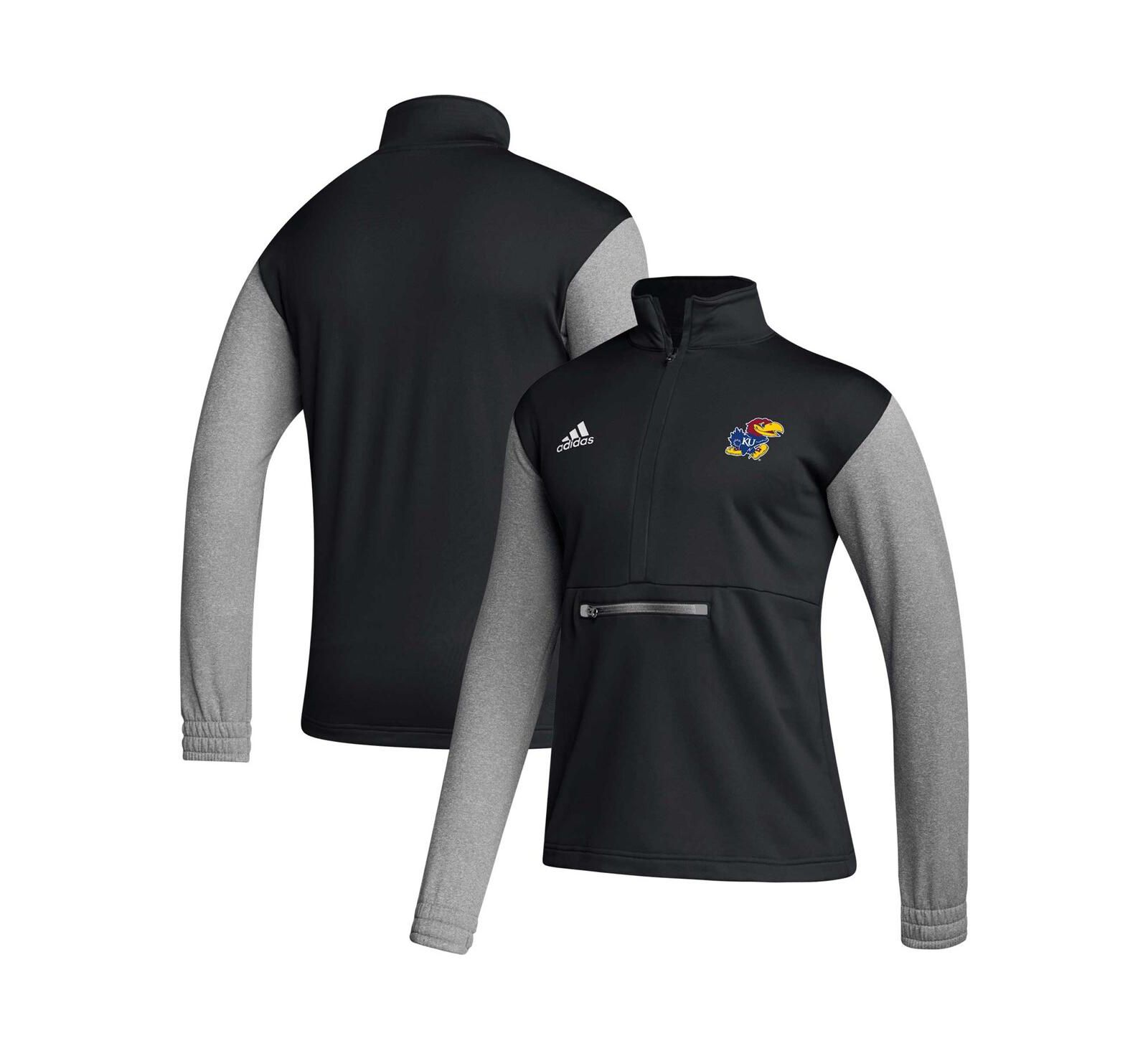 Men's adidas Black Kansas Jayhawks Sideline AEROREADY Half-Zip Top