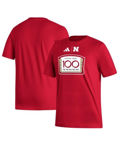 Мужская футболка adidas Scarlet Nebraska Huskers Memorial Stadium 100th Anniversary Sideline Strategy Fresh