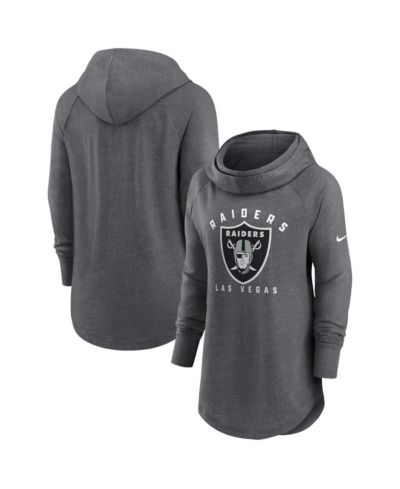 Women's Nike Heather Charcoal Las Vegas Raiders Raglan Funnel Neck Pullover Hoodie