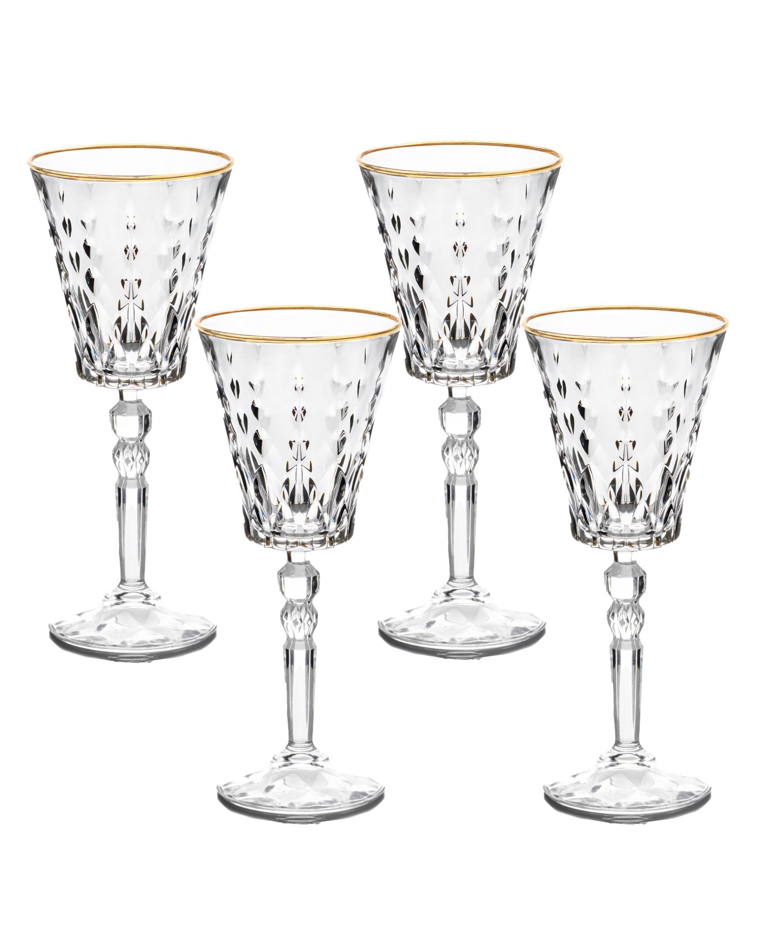 Lorren Home Trends Marilyn Gold-Tone White Wine Goblets, Set of 4