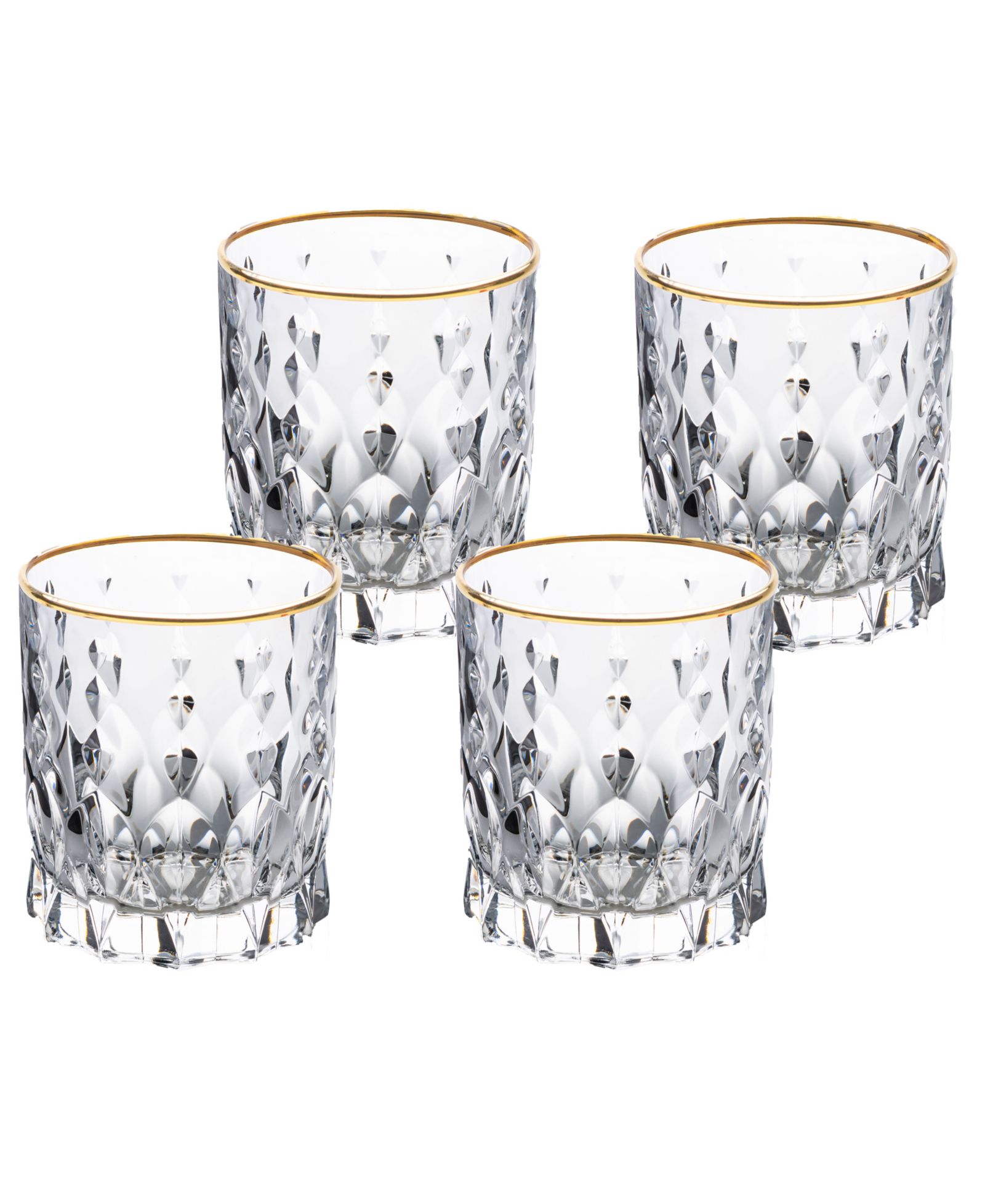 Lorren Home Trends Marilyn Gold-Tone Double Old Fashion (DOF) Tumblers, Set of 4