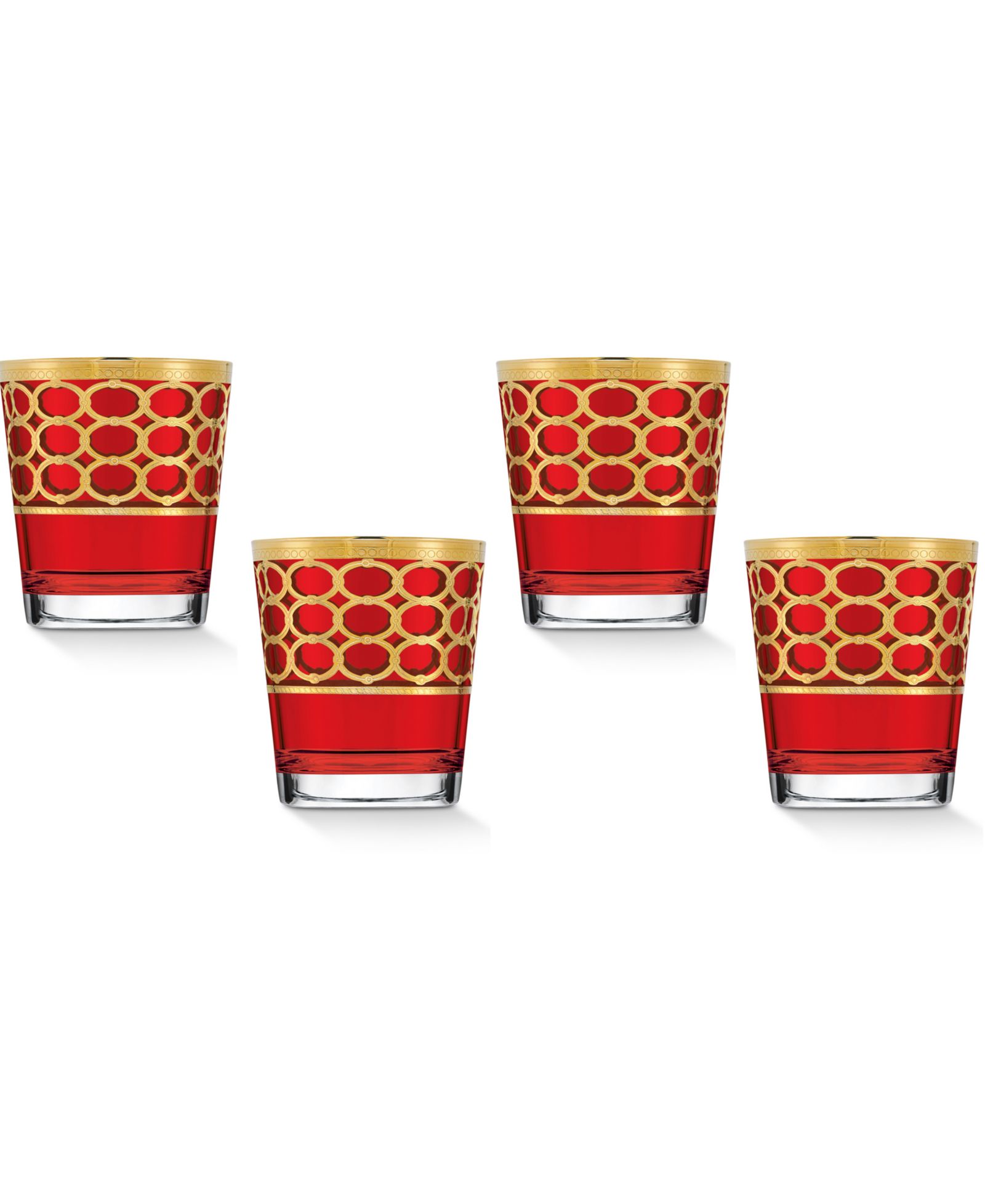 Lorren Home Trends набор из 4 стаканов Deep Red Double Old Fashioned