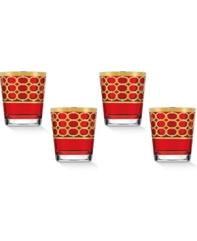 Lorren Home Trends набор из 4 стаканов Deep Red Double Old Fashioned