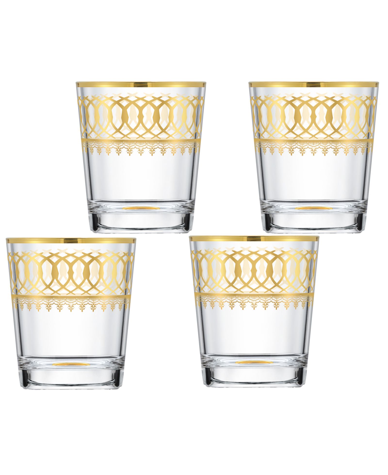 Набор стаканов Lorren Home Trends Double Old Fashion с золотистым декором, 4 шт