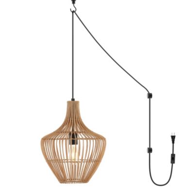 Lucas Farmhouse Coastal Rattan LED Pendant