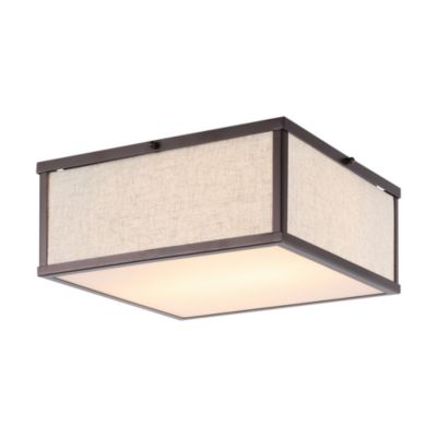 Grant Minimalist Industrial Square Linen Iron LED Flush Mount Ceiling Light