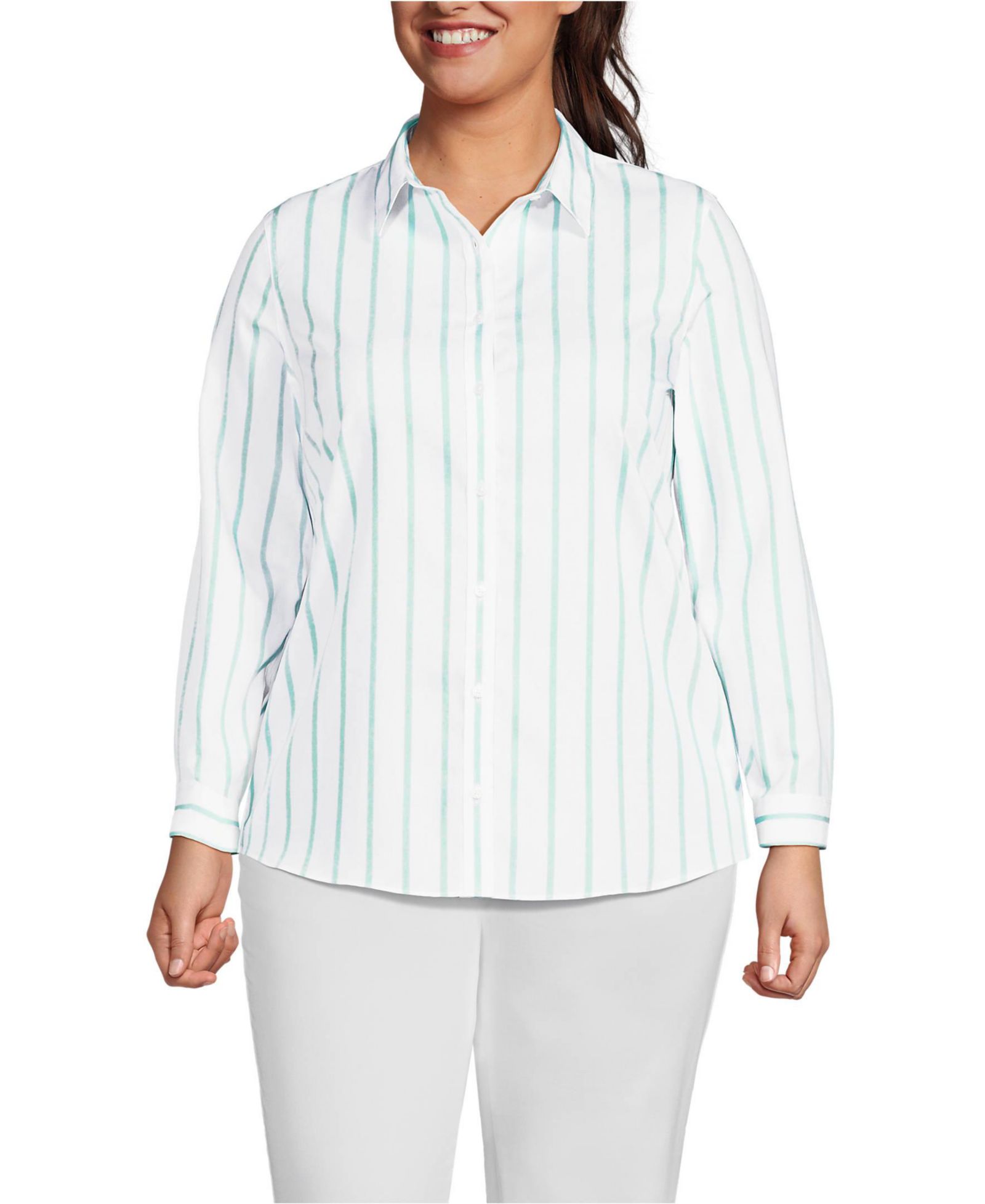 Рубашка Lands' End Plus Size No Iron Button Front