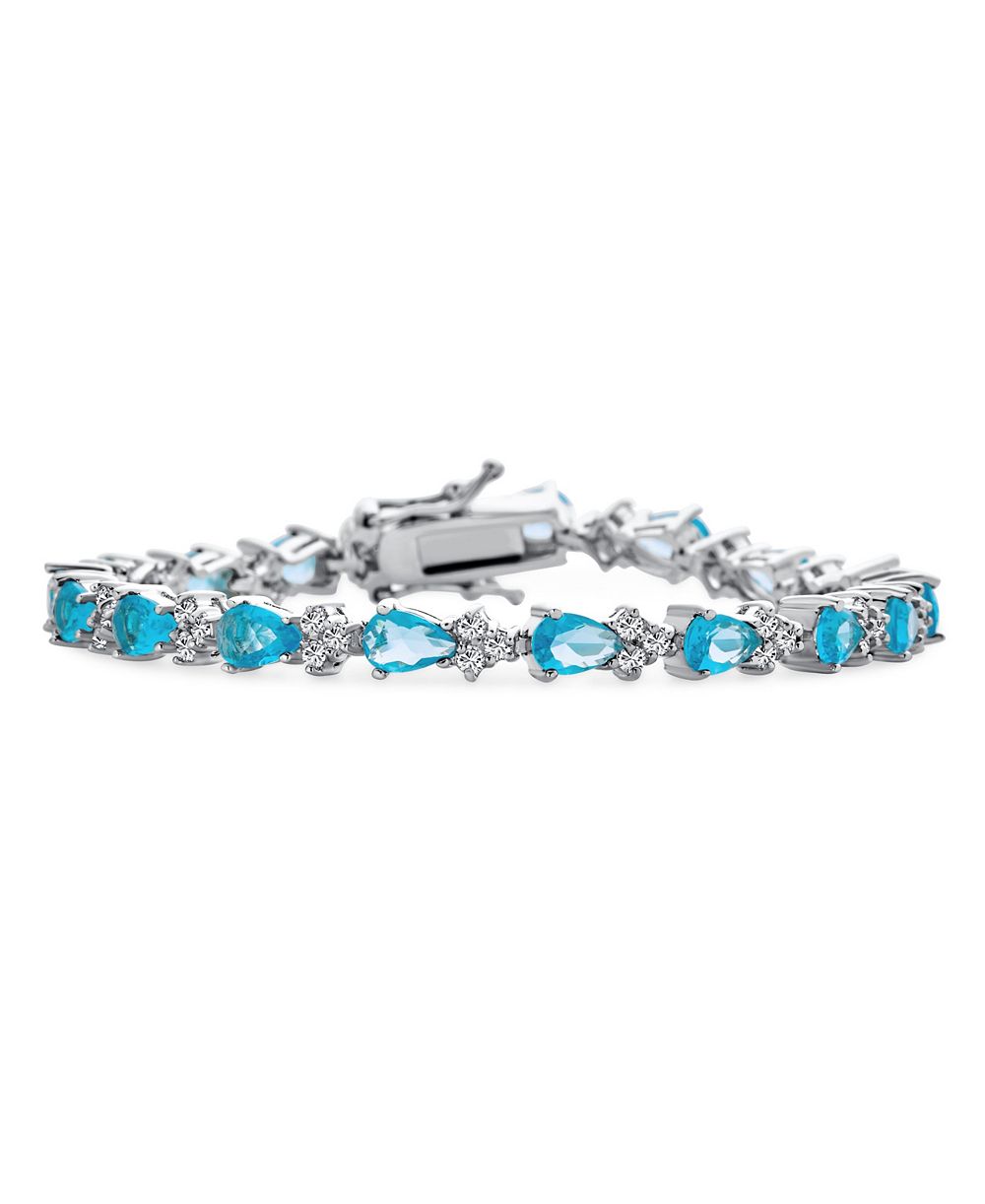 Браслет Bling Jewelry Aquamarine Blue CZ Tennis, 7 Inch