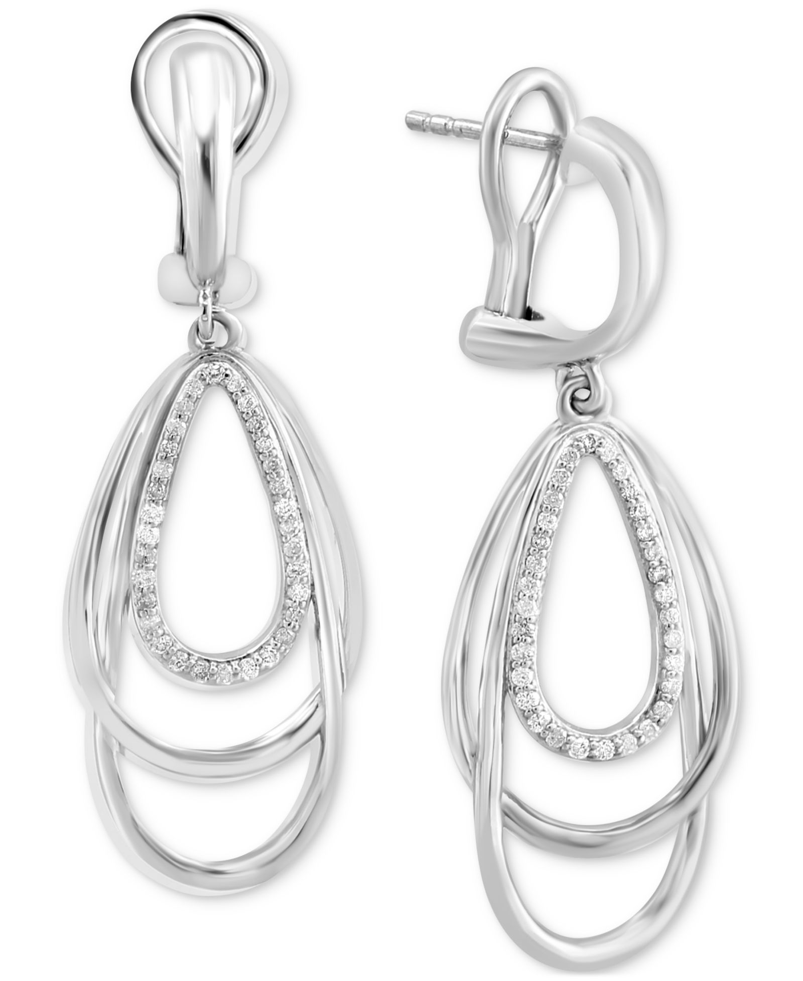 EFFY® серьги-подвески Orbital Multiple Ring с бриллиантами (3/8 ct. t.w.) из стерлингового серебра