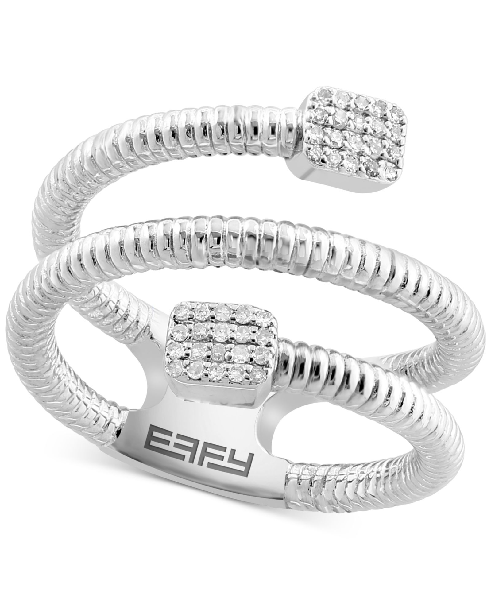 EFFY® Diamond Square Cluster Coil Ring (1/10 ct. t.w.) в Sterling Silver