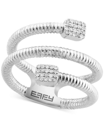 EFFY® Diamond Square Cluster Coil Ring (1/10 ct. t.w.) в Sterling Silver