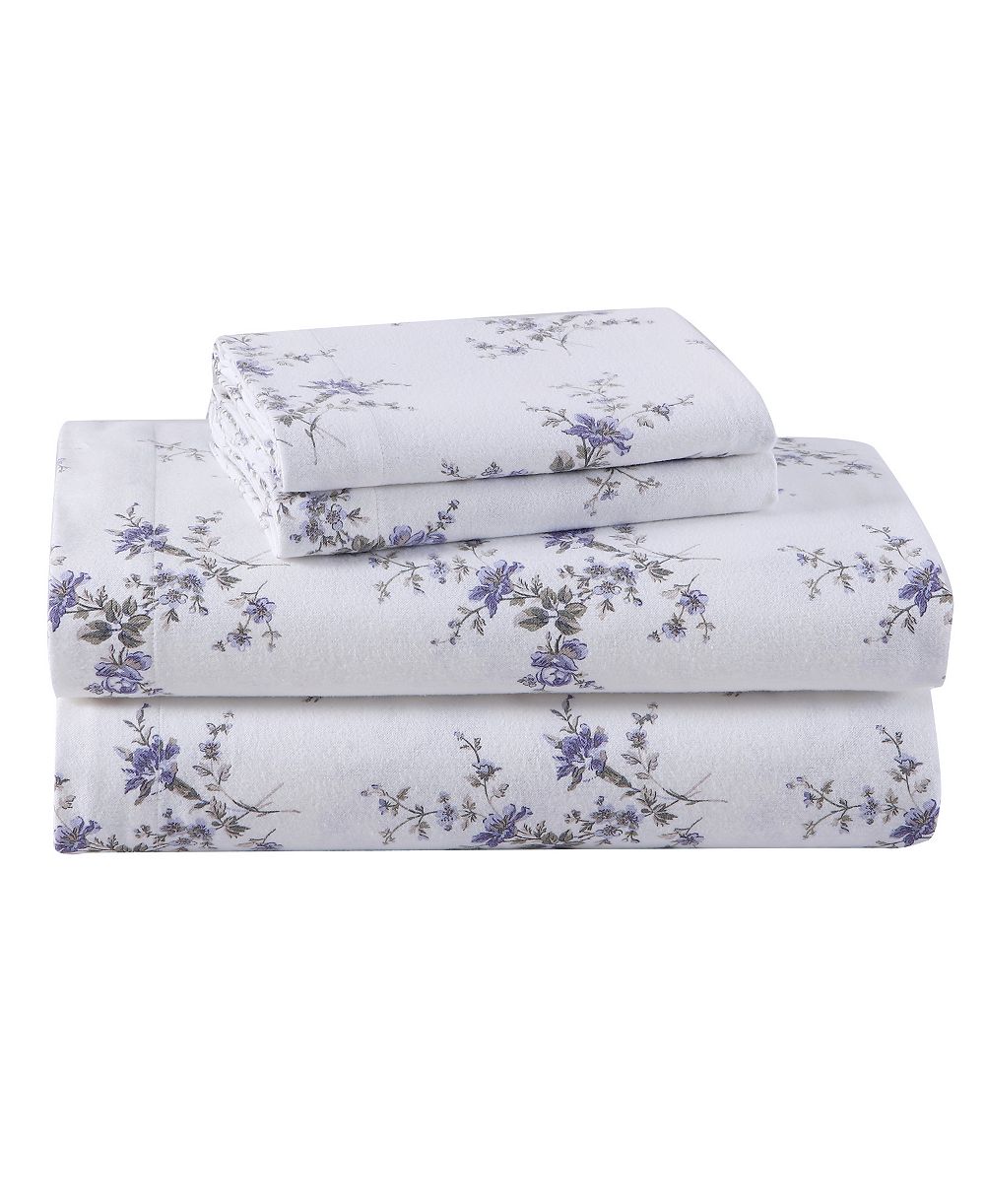 Laura Ashley Cotton Flannel 4 Piece Sheet Set, Full