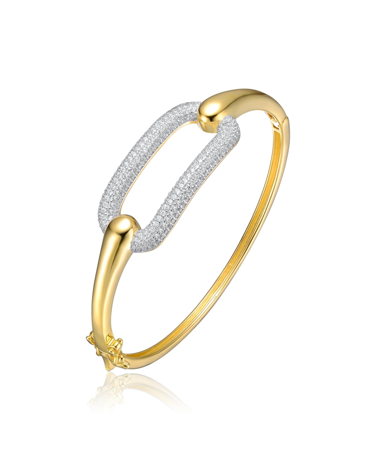 Genevive браслет French Pave Link Sterling Silver 14K Gold Plated
