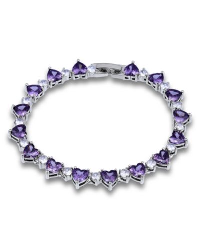 Браслет Macy's Cubic Zirconia Purple Clear Heart Alternate