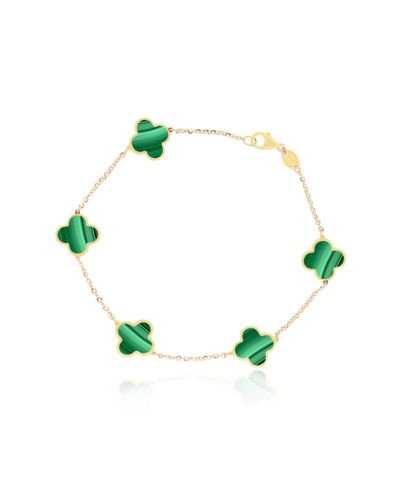 Браслет The Lovery Small Malachite Clover 14K Gold