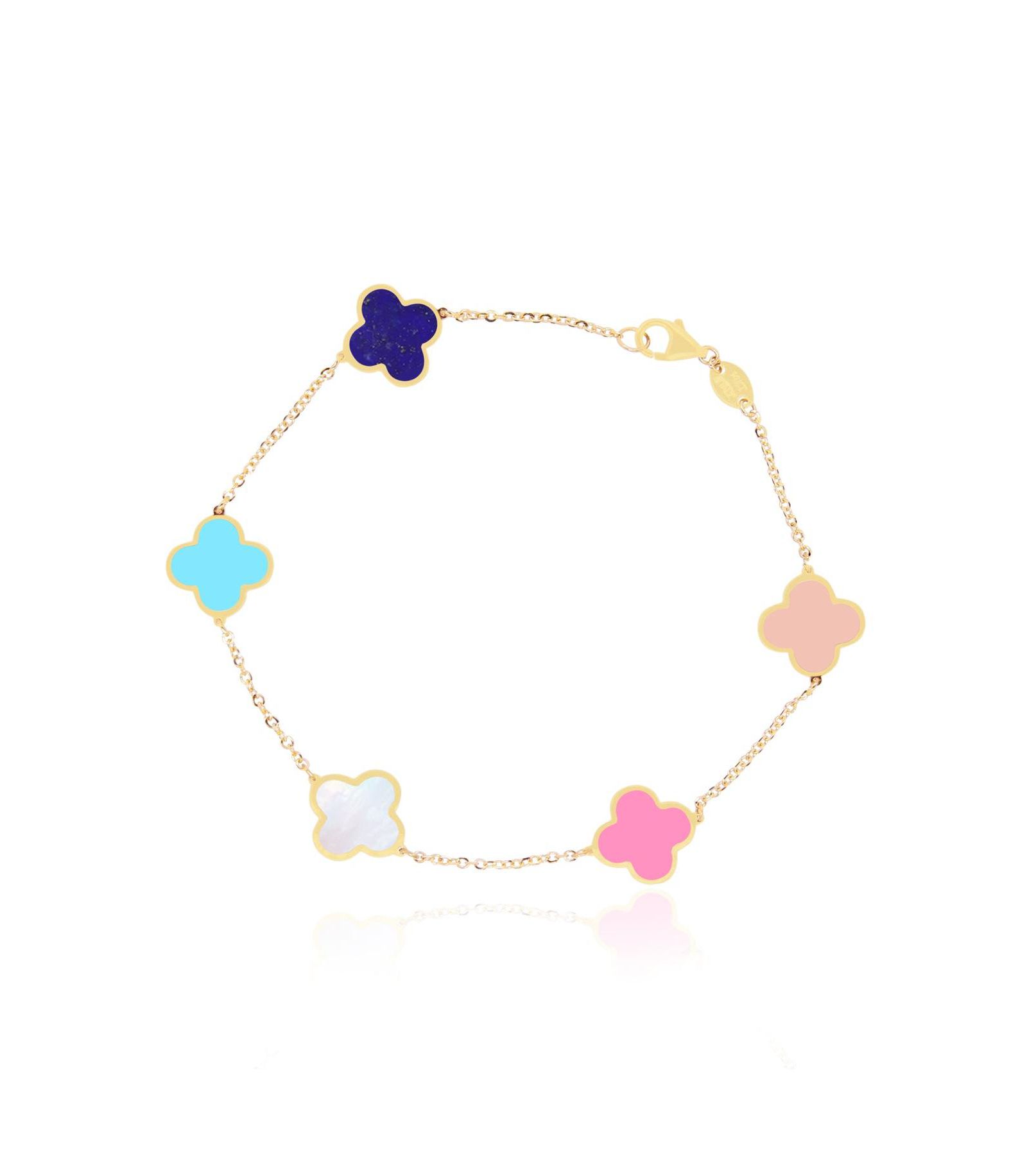 Браслет The Lovery Small Pastel Mixed Clover 14K Gold