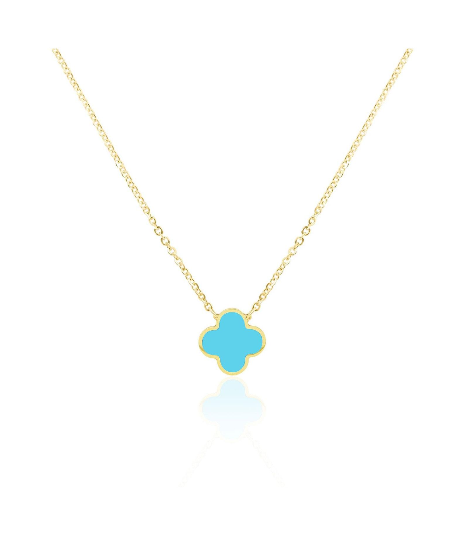 The Lovery маленькая бирюзовая подвеска с клевером 14K Gold
