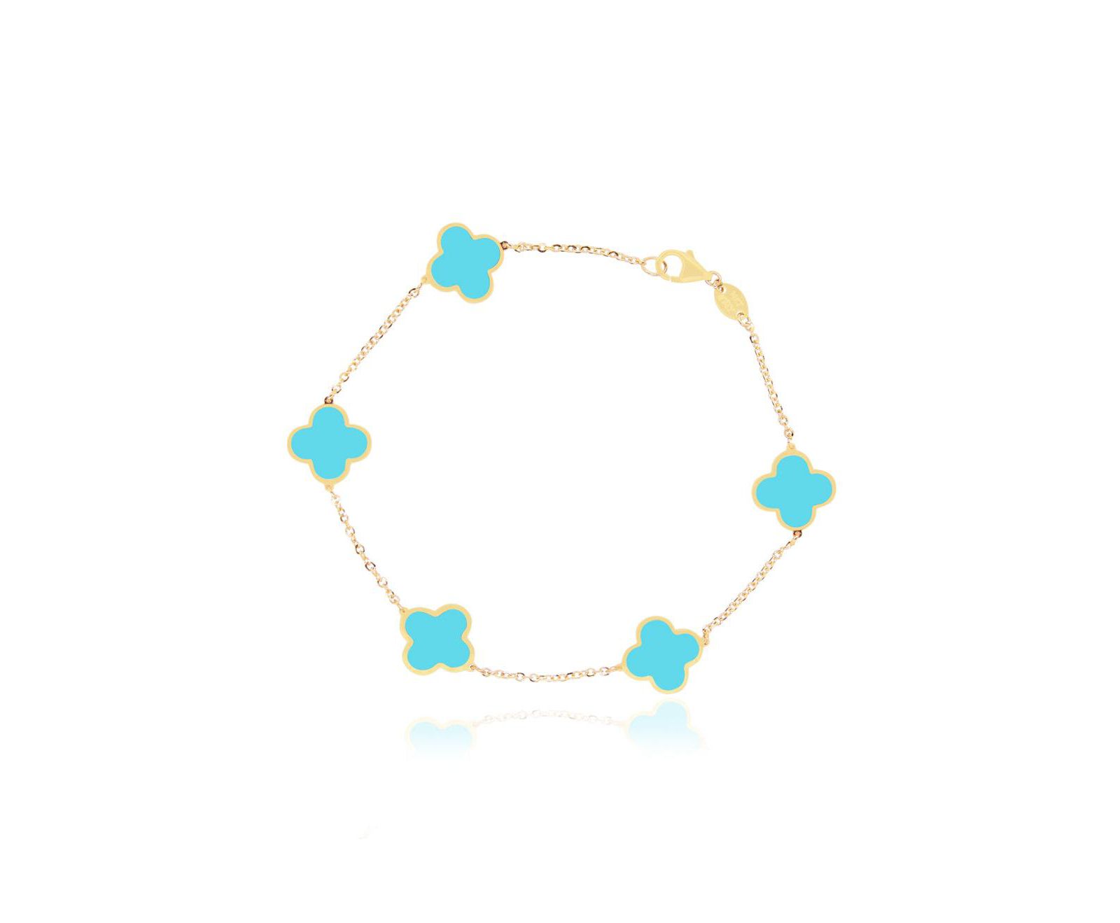 Браслет The Lovery Small Turquoise Clover 14K Gold
