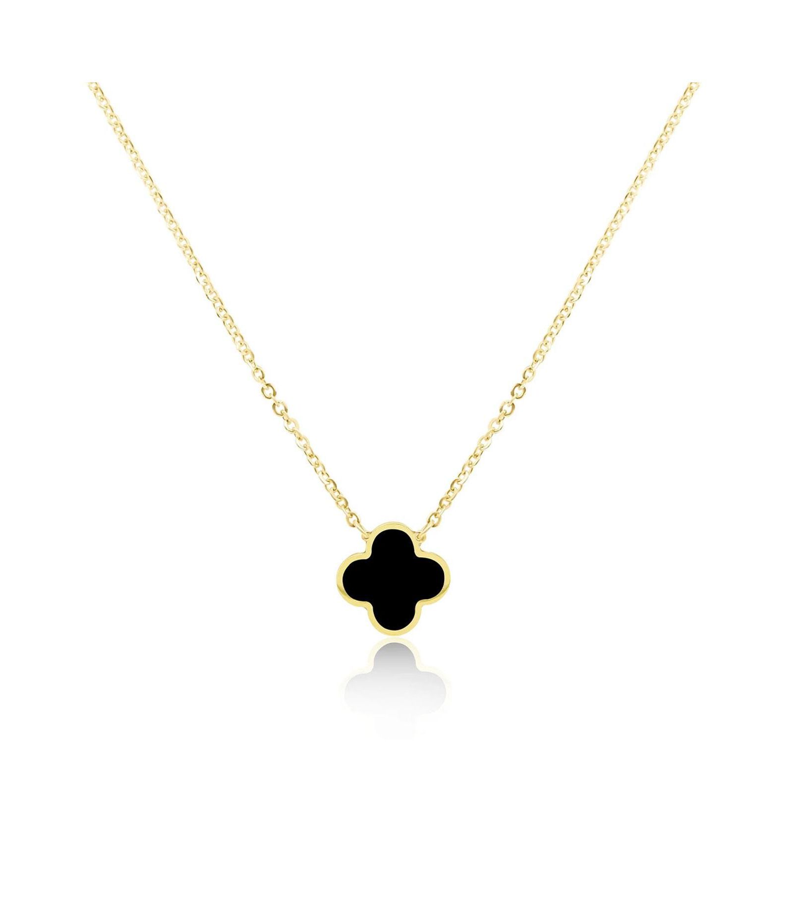 Колье The Lovery Small Onyx Single Clover, 14K Yellow Gold