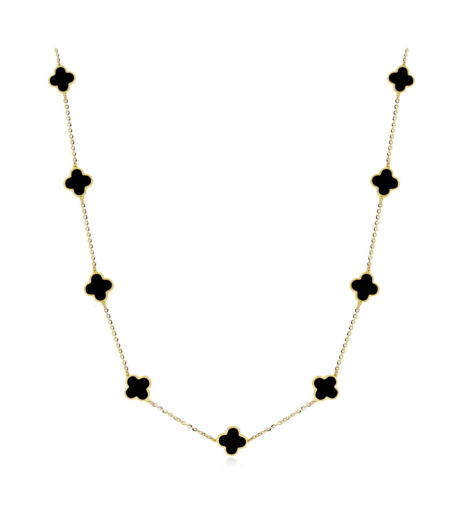 The Lovery Mini Onyx Clover ожерелье из 14K желтого золота