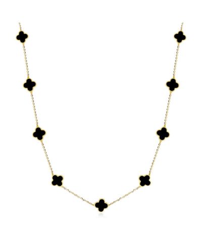 The Lovery Mini Onyx Clover ожерелье из 14K желтого золота