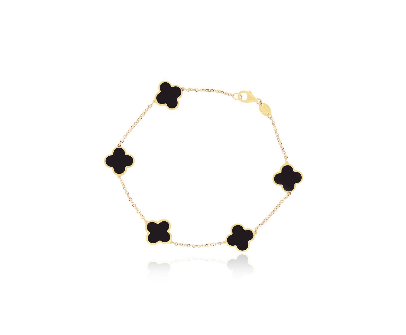 Браслет The Lovery Small Onyx Clover 14K Yellow Gold