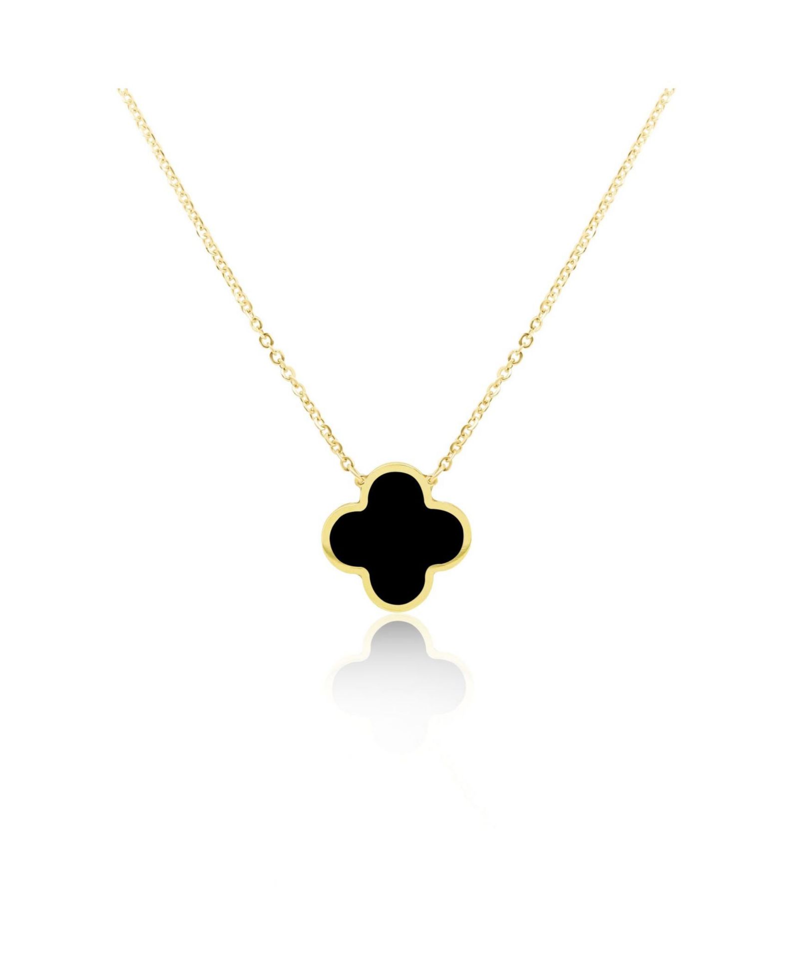 Колье The Lovery Extra Large Onyx Single Clover 14K Yellow Gold