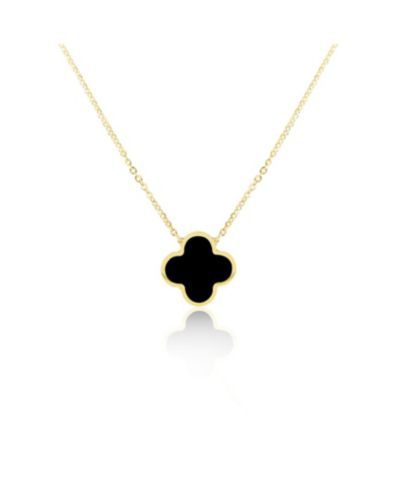 The Lovery Extra Large Onyx Single Clover Necklace 14K Yellow Gold