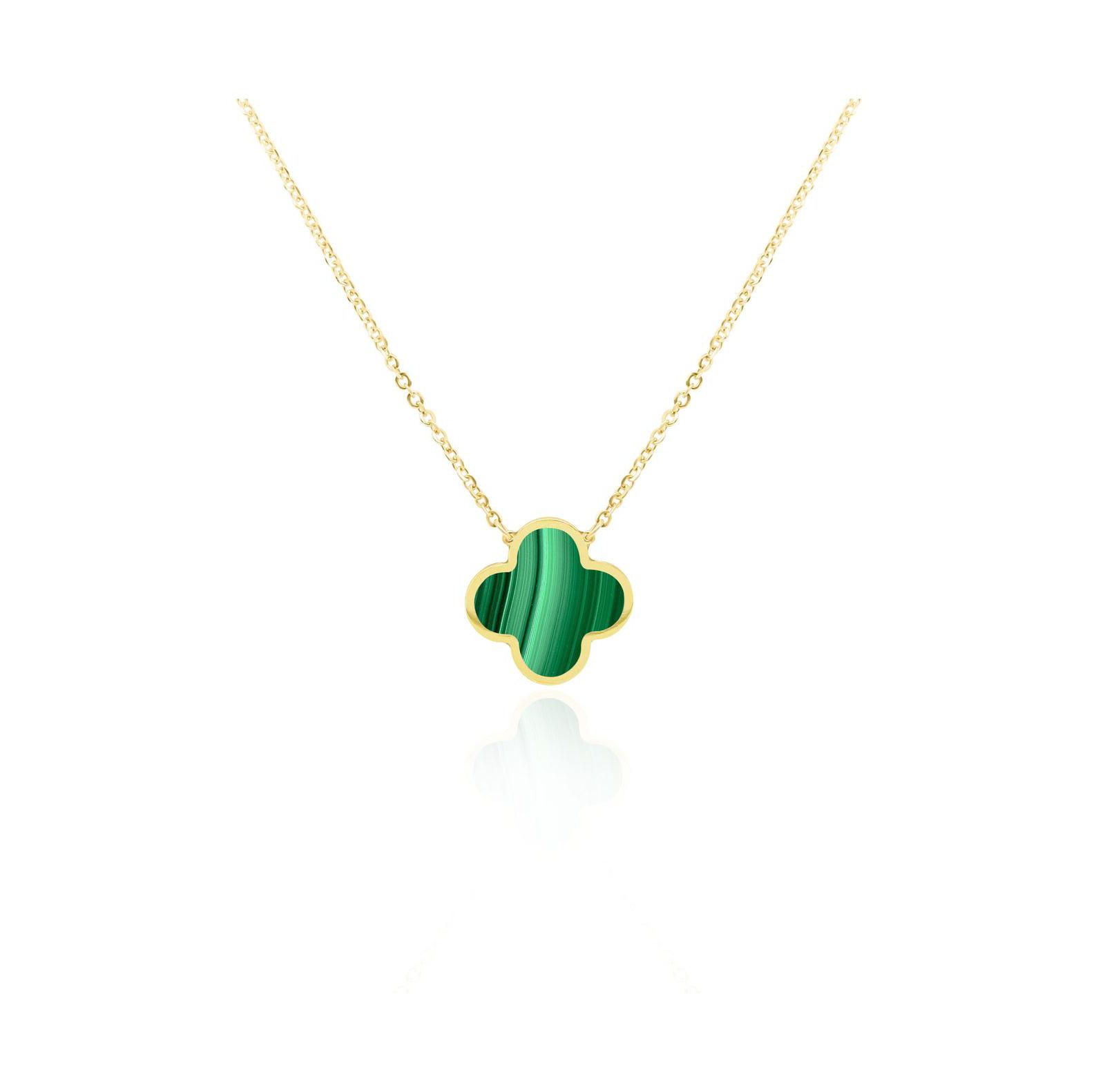 Колье Single Clover Malachite Extra Large 14K Gold от The Lovery