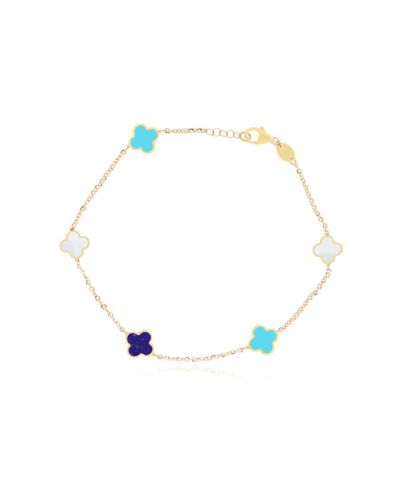 The Lovery Mini Blue Mixed Clover Bracelet 14K Gold