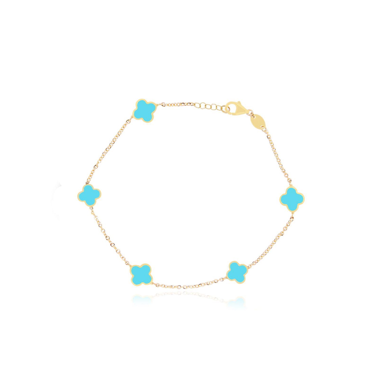 Браслет The Lovery Mini Turquoise Clover, 14K Gold