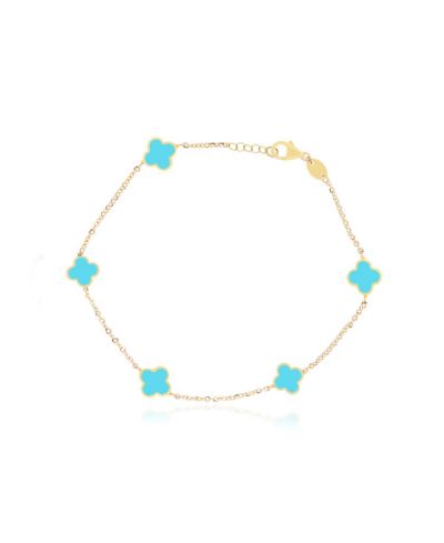 Браслет The Lovery Mini Turquoise Clover, 14K Gold