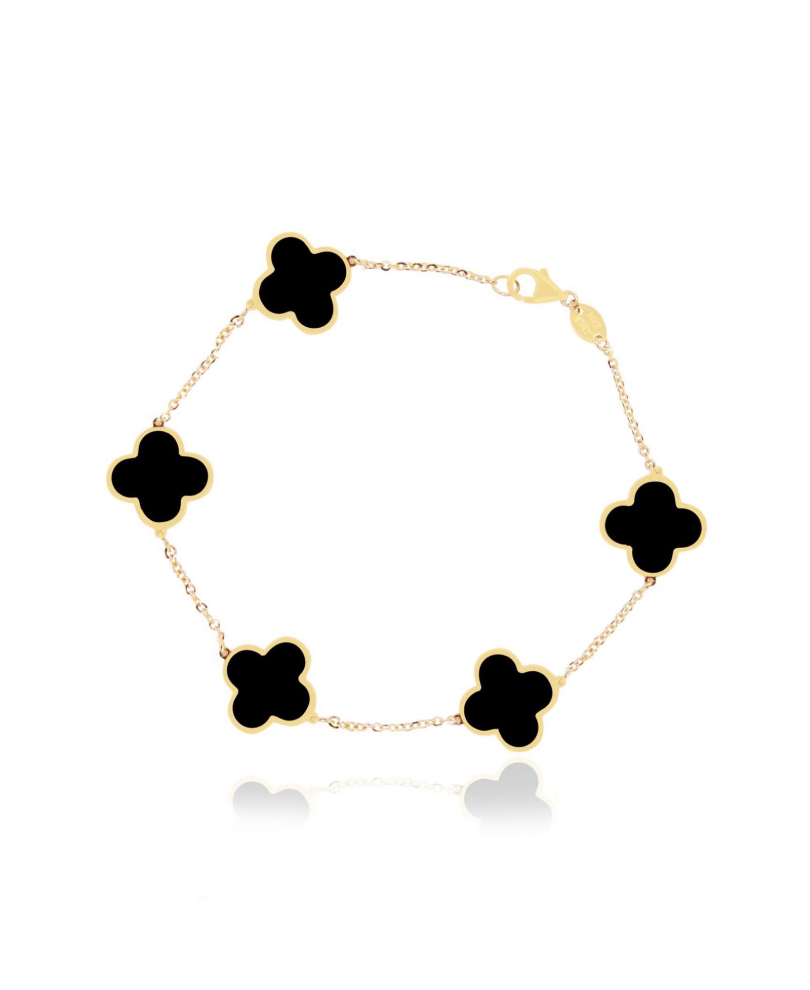 Браслет The Lovery Large Onyx Clover 14K Yellow Gold