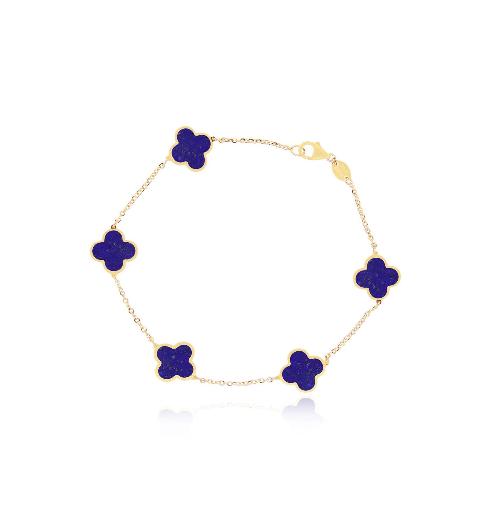 The Lovery Small Lapis Clover Bracelet 14K Gold