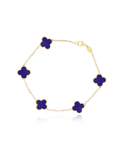 The Lovery Small Lapis Clover Bracelet 14K Gold