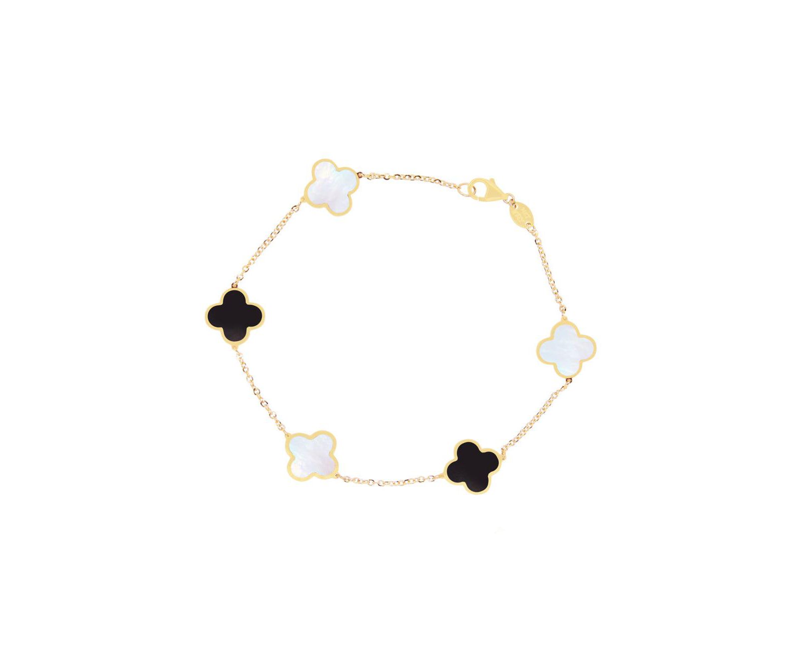 Браслет The Lovery Mother of Pearl and Onyx Mixed Clover